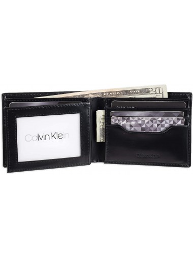 [熱門之選] Calvin Klein Men's RFID Blocking Leather Bifold Wallet- Black